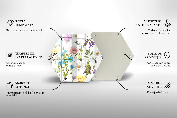 Skärbräda glas sexhörning Blommor illustration