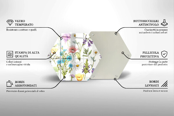Skärbräda glas sexhörning Blommor illustration