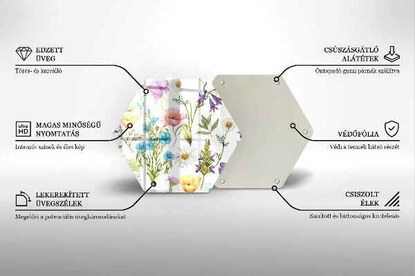 Skärbräda glas sexhörning Blommor illustration
