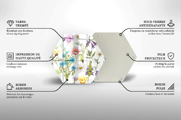 Skärbräda glas sexhörning Blommor illustration