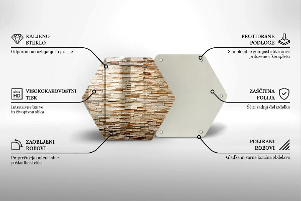 Skärbräda glas sexhörning Textur av dekorativa stenar