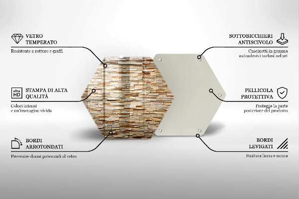 Skärbräda glas sexhörning Textur av dekorativa stenar