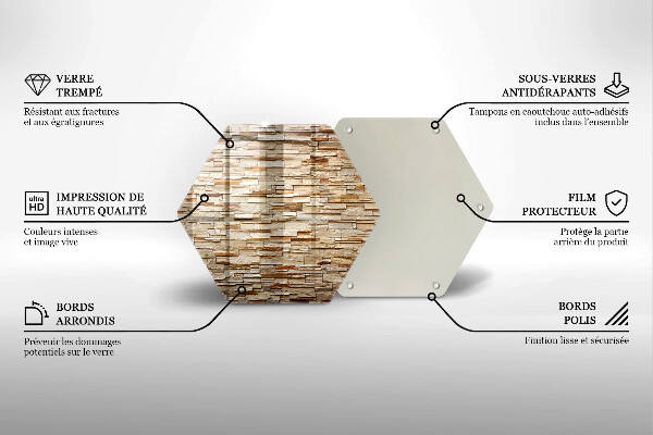 Skärbräda glas sexhörning Textur av dekorativa stenar