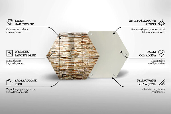 Skärbräda glas sexhörning Textur av dekorativa stenar