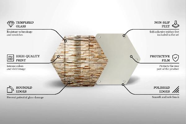 Skärbräda glas sexhörning Textur av dekorativa stenar