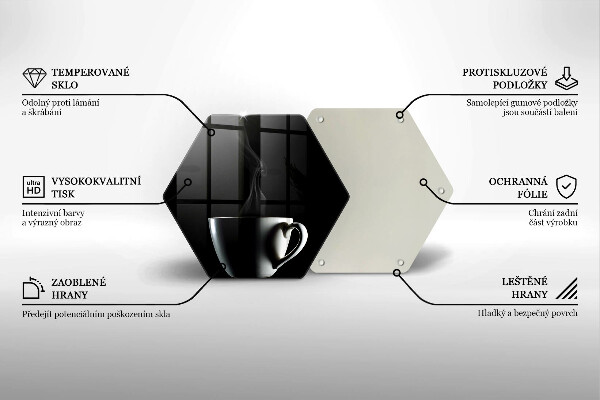 Skärbräda glas sexhörning En kopp te