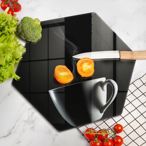 Skärbräda glas sexhörning En kopp te