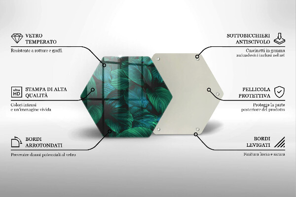 Skärbräda glas sexhörning Djungellöv