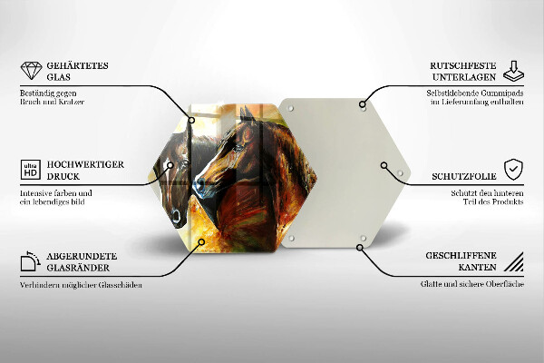 Skärbräda glas sexhörning Djur hästar