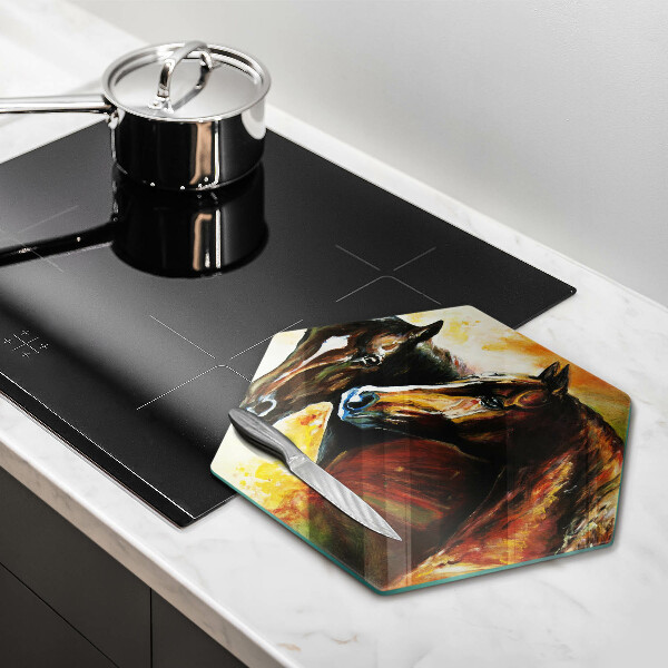 Skärbräda glas sexhörning Djur hästar