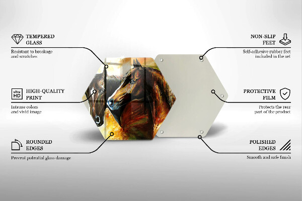 Skärbräda glas sexhörning Djur hästar