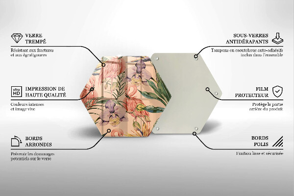 Skärbräda glas sexhörning Flamingos illustration