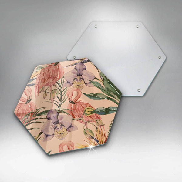 Skärbräda glas sexhörning Flamingos illustration