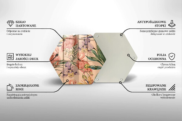 Skärbräda glas sexhörning Flamingos illustration