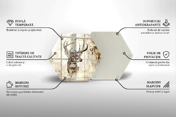 Skärbräda glas sexhörning Rådjur djur illustration