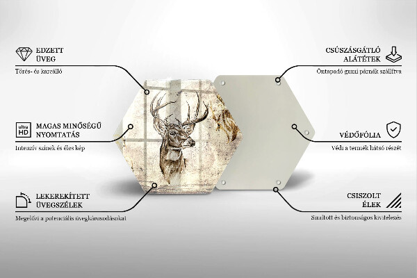Skärbräda glas sexhörning Rådjur djur illustration