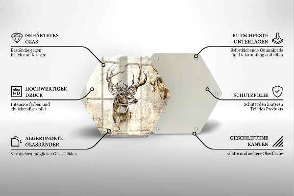 Skärbräda glas sexhörning Rådjur djur illustration