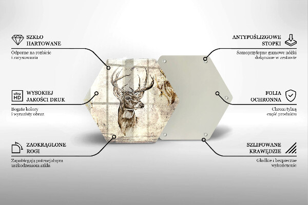Skärbräda glas sexhörning Rådjur djur illustration