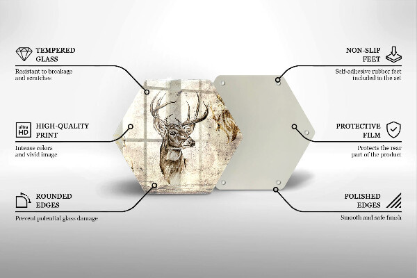 Skärbräda glas sexhörning Rådjur djur illustration