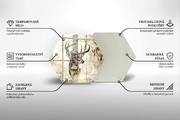 Skärbräda glas sexhörning Rådjur djur illustration