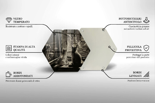 Skärbräda glas sexhörning Katter stad och fönster