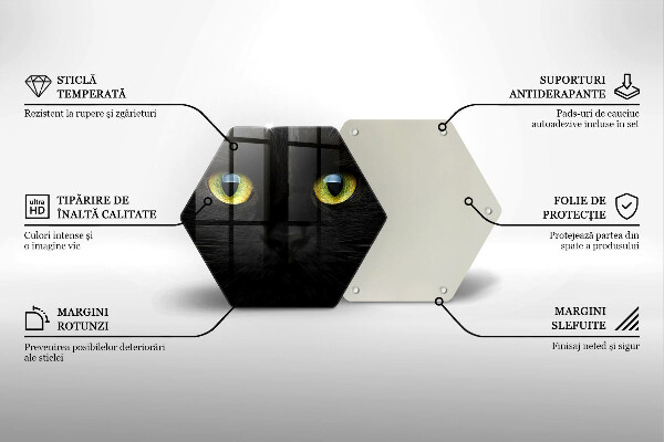 Skärbräda glas sexhörning Djurkattögon