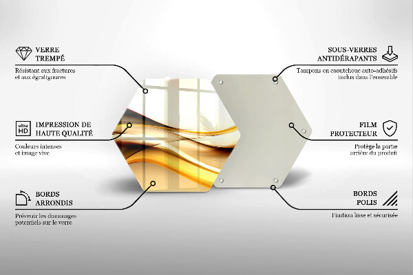 Skärbräda glas sexhörning Abstrakta röklinjer