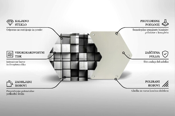 Skärbräda glas sexhörning Abstrakta 3D rutor