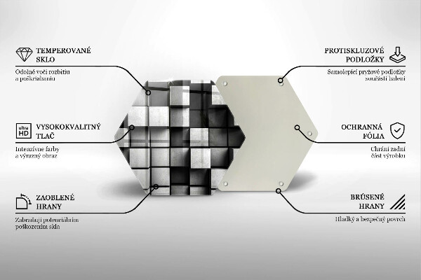 Skärbräda glas sexhörning Abstrakta 3D rutor