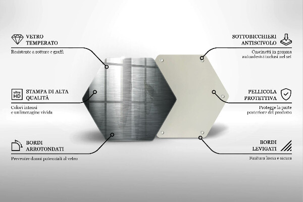 Skärbräda glas sexhörning Metallstruktur