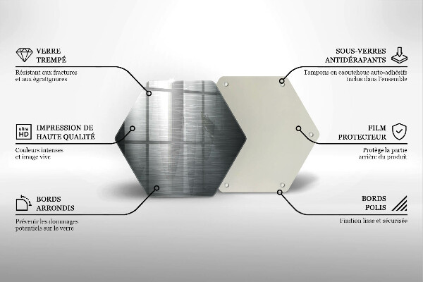 Skärbräda glas sexhörning Metallstruktur