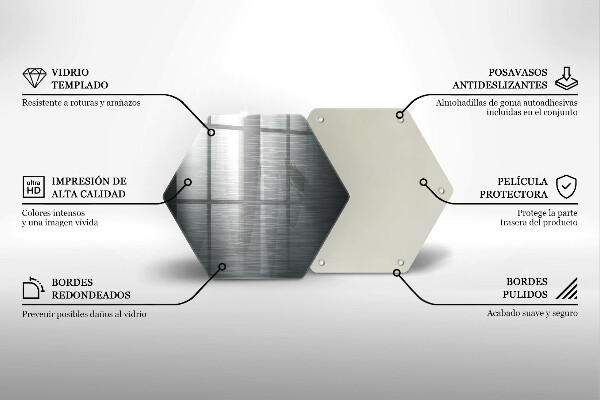 Skärbräda glas sexhörning Metallstruktur