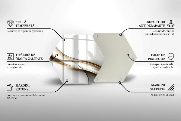 Skärbräda glas sexhörning Mjuka linjer abstraktion