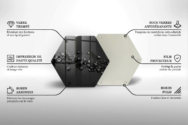 Skärbräda glas sexhörning 3D-former abstraktion
