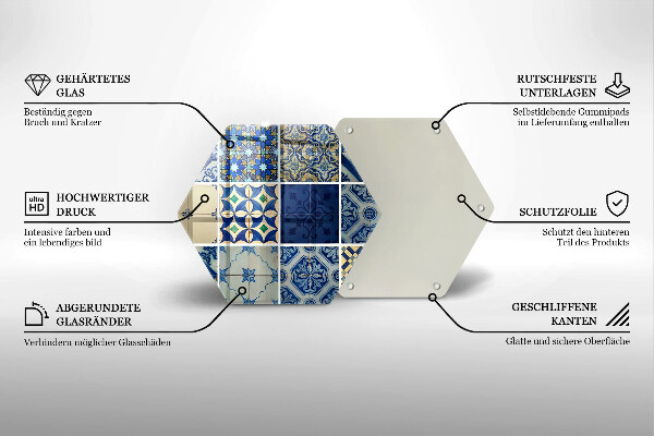 Skärbräda glas sexhörning Dekorativa kakelplattor