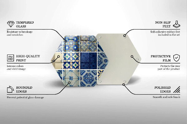Skärbräda glas sexhörning Dekorativa kakelplattor