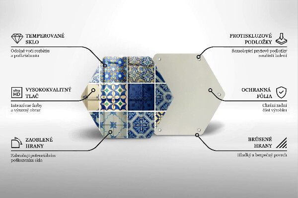 Skärbräda glas sexhörning Dekorativa kakelplattor
