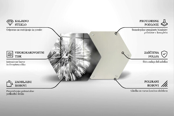 Skärbräda glas sexhörning En delikat maskros