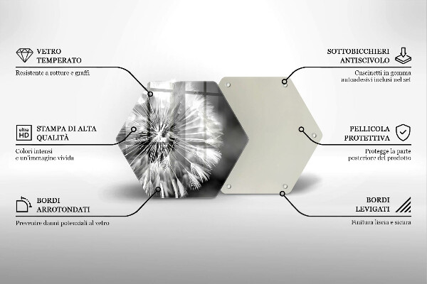 Skärbräda glas sexhörning En delikat maskros