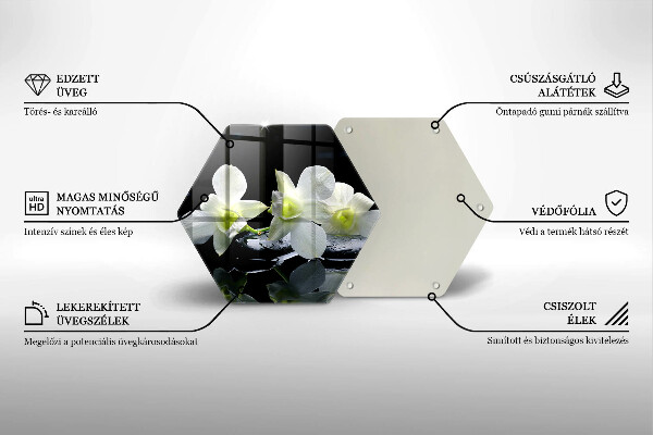 Skärbräda glas sexhörning Vita blommor i Zen vatten