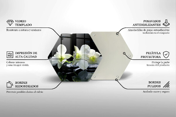 Skärbräda glas sexhörning Vita blommor i Zen vatten