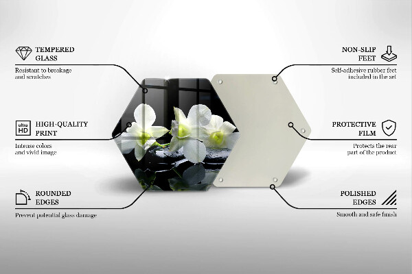 Skärbräda glas sexhörning Vita blommor i Zen vatten