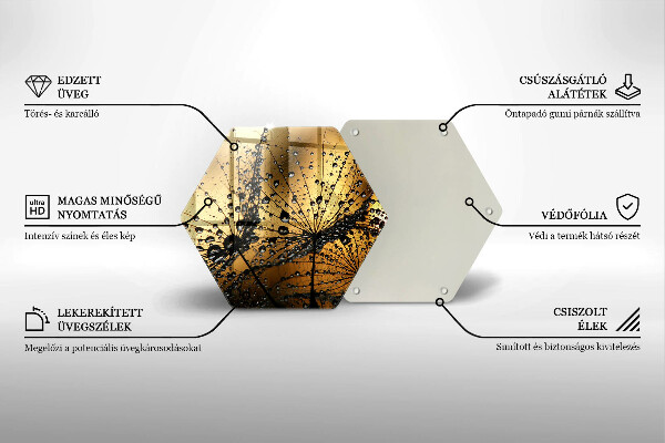Skärbräda glas sexhörning Dagg och maskrosor