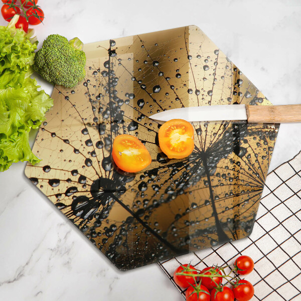 Skärbräda glas sexhörning Dagg och maskrosor