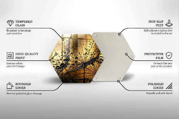 Skärbräda glas sexhörning Dagg och maskrosor