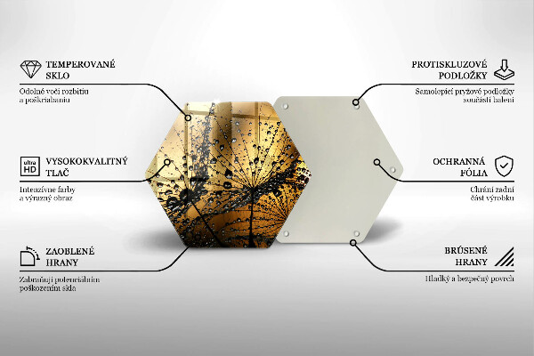 Skärbräda glas sexhörning Dagg och maskrosor