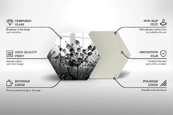 Skärbräda glas sexhörning Maskrosor och dagg