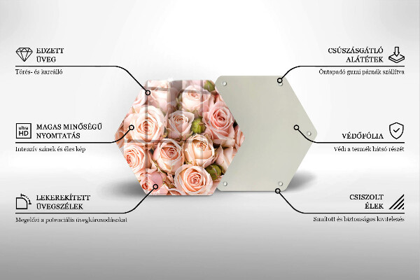Skärbräda glas sexhörning Bukett fina rosor
