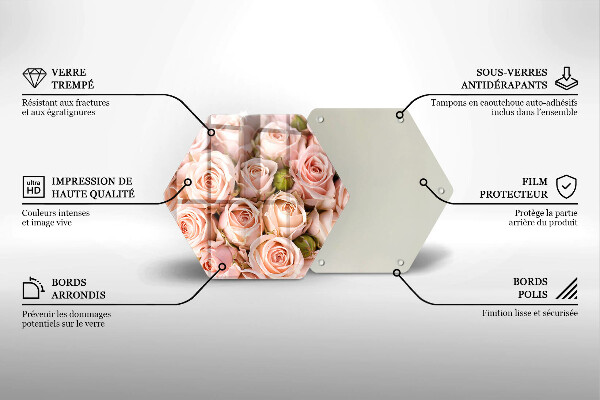 Skärbräda glas sexhörning Bukett fina rosor
