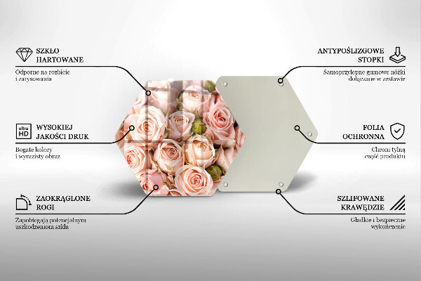 Skärbräda glas sexhörning Bukett fina rosor